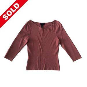 Ann Taylor  Womens Size XS Pink Rose Round Neck 3/4 Sleeve Knit Blouse Top